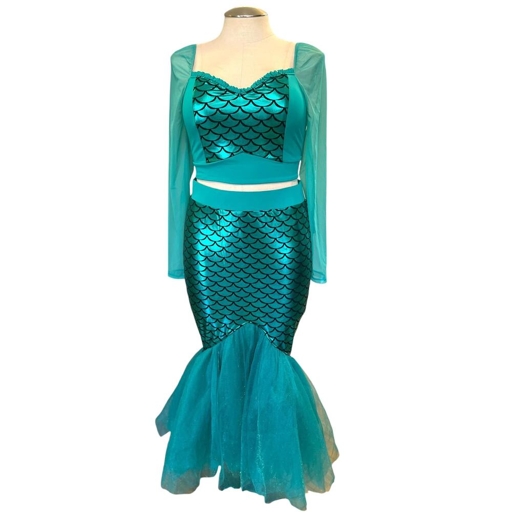 Torrid 1‎ (1X 14/16) Two Piece Mermaid Cosplay Costume Crop Top Skirt Halloween